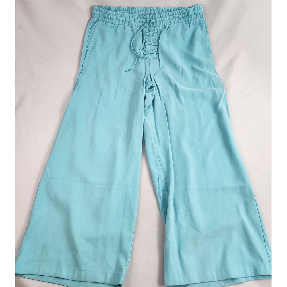 Eloquii Womens Plus Size 16 Light Blue Wide Leg Drawstring Pants New